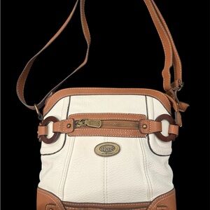 B.O.C. White and Brown Crossbody Bag